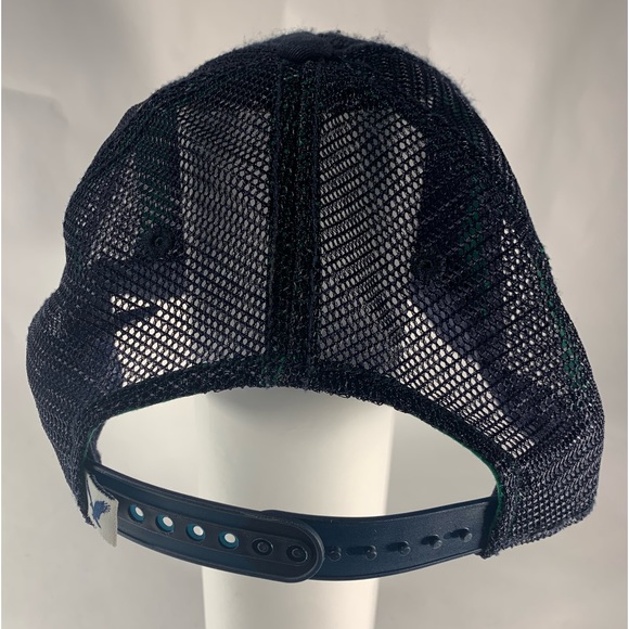 AM Eagle Spell Out Distressed Hat Dark Blue Snapback Knit Trucker Cap - Picture 3 of 7